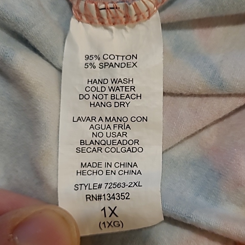 Ambiance Womens Plus Tye Dye Light Blue Pink Red Orange Yellow 95% Cotton SZ 1X - Picture 7 of 7